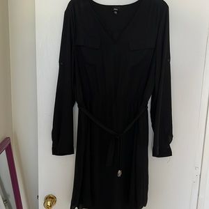 Mossimo Sz:XXL Black  Long Sleeve Shirtdress with Belt and pockets.